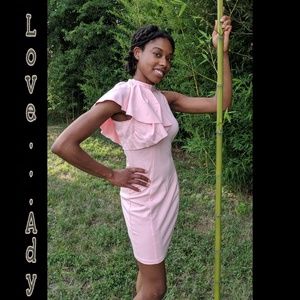 💘 LOVE...ADY BLUSH PINK RUFFLE SHEATH DRES